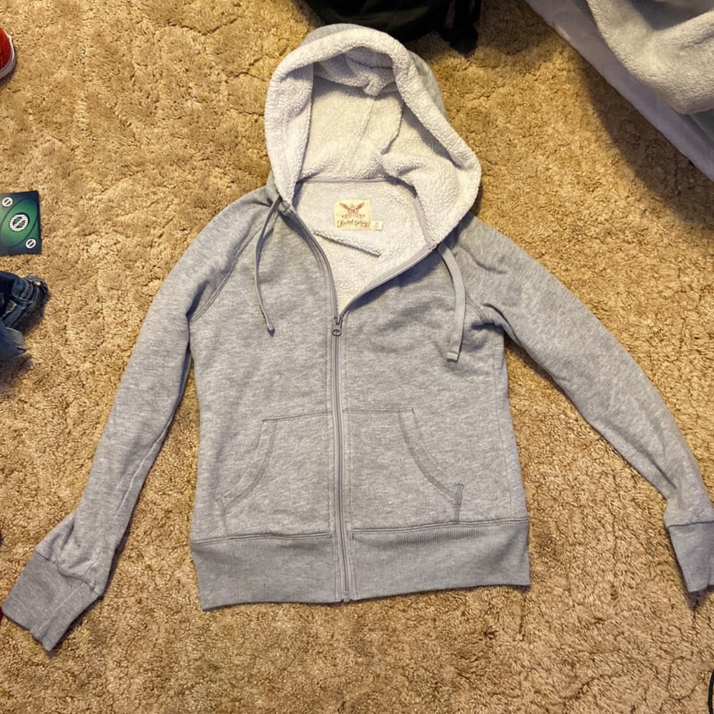Faded Glory gray/ white on inside zip up